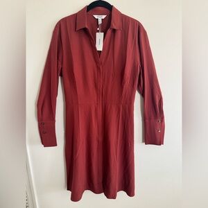 Spanx Deep Rust Long Sleeve Shirt Dress